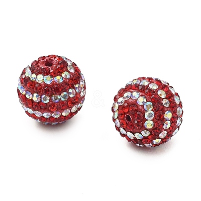 Stripe Pattern Polymer Clay Rhinestone Beads CLAY-NH0001-01H-1