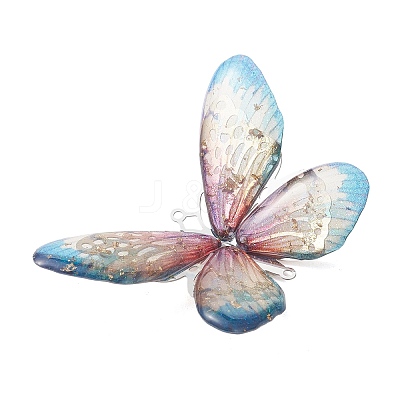 3Pcs 3 Colors Epoxy Resin & 304 Stainless Steel 3D Butterfly Connector Charms PALLOY-TA00400-1