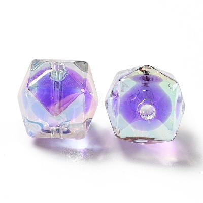 Two Tone UV Plating Rainbow Iridescent Acrylic Beads LS-TACR-D010-02G-1