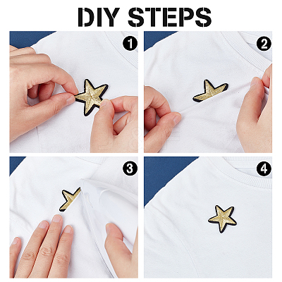 40Pcs 2 Style Star Pattern Cloth Computerized Embroidery Iron On/Sew On Patches PATC-GA0001-07-1