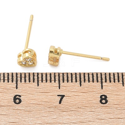 Clear Cubic Zirconia Heart Stud Earrings EJEW-K093-24G-1