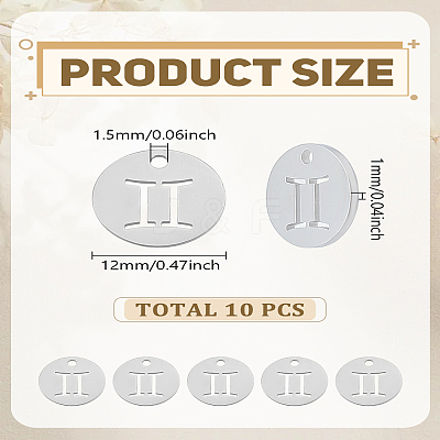10Pcs 304 Stainless Steel Charms STAS-LP0003-19B-1