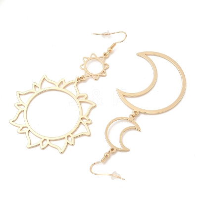 Sun & Moon Alloy Pendant Necklace & Asymmetrical Hoop Earring Sets FS-WG43B09-01-1