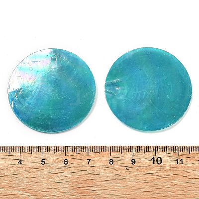 Spray Painted Natural Capiz Shell Pendants SSHEL-Z002-01-1