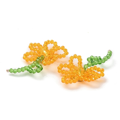 Handmade Glass Beaded Woven Cabochons GLAA-C028-01D-1