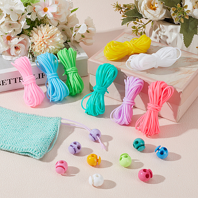 32Pcs 8 Colors Plastic Cord Locks FIND-BC0014-47-1