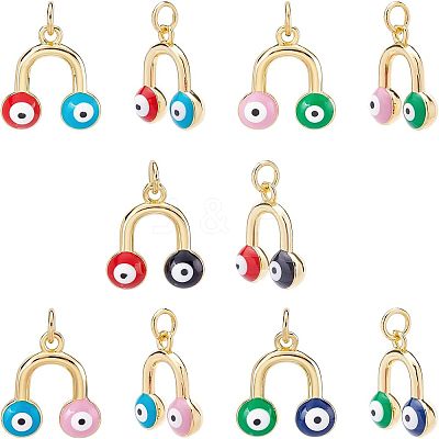10Pcs 5 Colors Brass Enamel Pendants KK-NB0001-49G-1