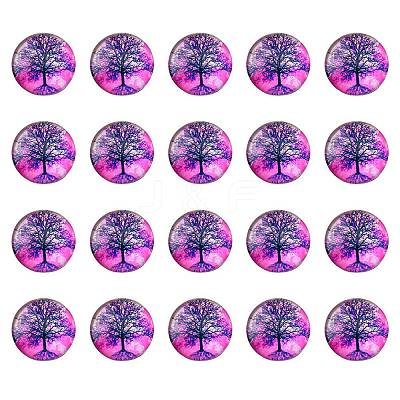 Half Round/Dome Tree Pattern Glass Flatback Cabochons for DIY Projects GGLA-YW0001-14H-1