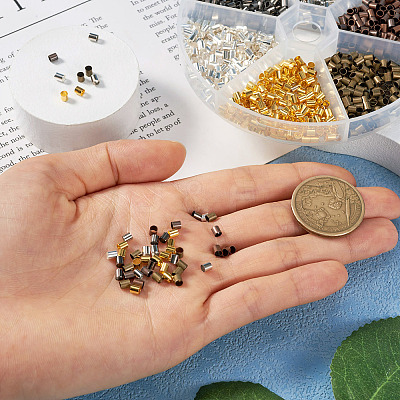1368Pcs 6 Colors Brass Crimp Beads KK-YS0001-09-1