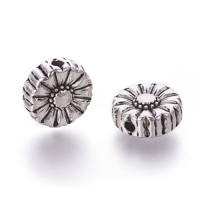 Tibetan Style Alloy Flower Beads TIBEP-GC190-AS-RS-1