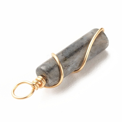 Natural Larvikite Pendants PALLOY-JF01453-05-1