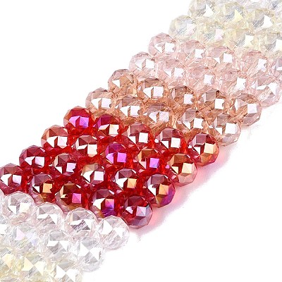 Electroplate Transparent Glass Beads Strands EGLA-Q135-8MM-C10-1