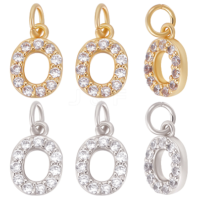 10Pcs 2 Colors Brass Micro Pave Grade AAA Cubic Zirconia Charms ZIRC-BBC0001-63-1