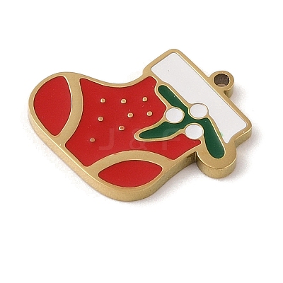 Christmas Theme Ion Plating(IP) 304 Stainless Steel Enamel Charms STAS-Z083-06G-07-1
