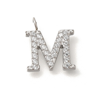 304 Stainless Steel Micro Pave Cubic Zirconia Pendants STAS-H228-06P-M-1