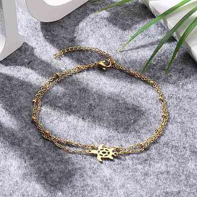 Ion Plating(IP) 304 Stainless Steel Multi-strand Anklets X-AJEW-AN00332-01-1