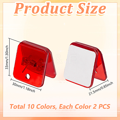 20Pcs 10 Colors Plastic Photo Paper Craft Clips AJEW-GA0009-87-1
