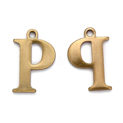 304 Stainless Steel Alphabet Charms STAS-H122-P-AB-1