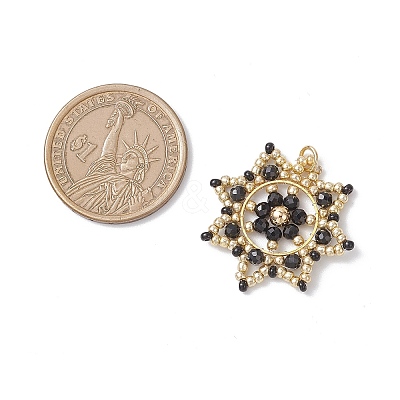 3Pcs 3 Colors Glass Seed Beaded Snowflake Pendants PALLOY-MZ00953-1