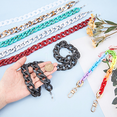 7Pcs 7 Colors Acrylic Chain Purse Bag Handle & Eyeglasses Chains AJEW-PH0001-57-1