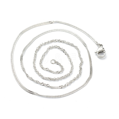 Non-Tarnish 304 Stainless Steel Singapore Chain Necklaces NJEW-I248-10P-1