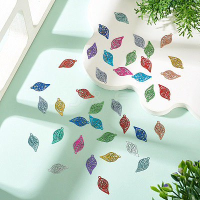 91Pcs 13 Colors Spray Paint 430 Stainless Steel Pendants STAS-TA0006-05-1
