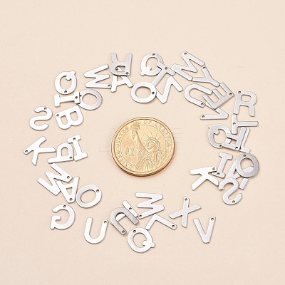 Tarnish Resistant 201 Stainless Steel Letter Charms STAS-S036-M-1