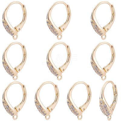 10Pcs Brass Cubic Zirconia Leverback Earring Findings KK-BBC0024-27-1