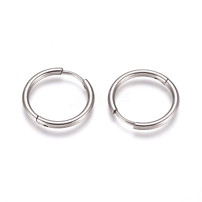 Tarnish Resistant 304 Stainless Steel Huggie Hoop Earrings EJEW-G272-02-16mm-P-1