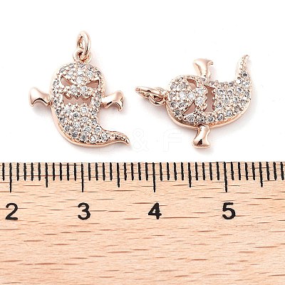 Halloween Rack Plating Brass Micro Pave Clear Cubic Zirconia Pendants KK-M280-04RG-1
