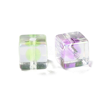 UV Plating Iridescent Transparent Acrylic Beads X-OACR-H112-09A-1