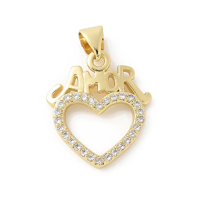 Brass Micro Pave Cubic Zirconia Pendants KK-P294-28G-01-1