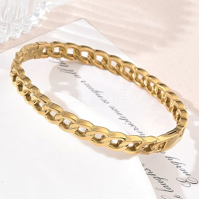 304 Stainless Steel Twisted Chain Hinged Cuff Bangles SA-CBAB92B-11G-1