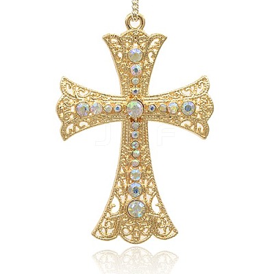 Golden Plated Alloy Cross Big Pendants ALRI-J026-28G-1