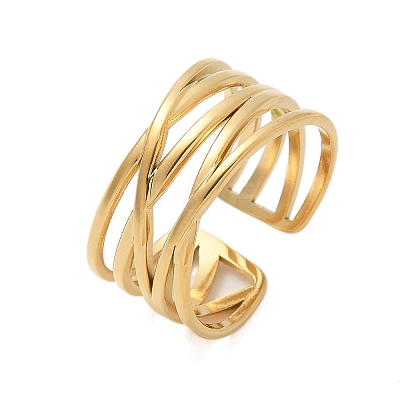 304 Stainless Steel Multilayer Open Cuff Rings LS-RJEW-Z077-01G-04-1