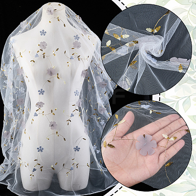 3D Flower Milk Fiber Embroidery Fabric AJEW-WH20006-241B-1