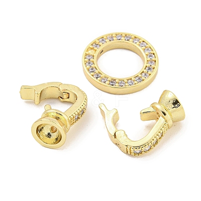 Brass Micro Pave CLear Cubic Zirconia Fold Over Clasps KK-Q814-01G-1