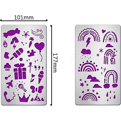2Pcs 2 Style 304 Stainless Steel Cutting Dies Stencils DIY-FG0001-96-1