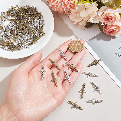 100Pcs 2 Colors Tibetan Style Alloy Pendants FIND-AR0004-46-1