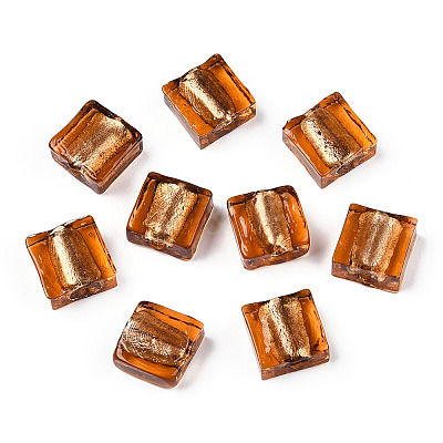 Handmade Silver Foil Lampwork Beads FOIL-S006-12x12mm-M-1