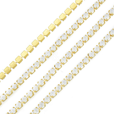 Brass Rhinestone Strass Chains CHC-N017-003B-C08-1