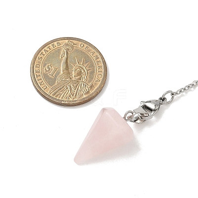 Cone Natural Rose Quartz Pointed Dowsing Pendulums HJEW-JM04048-02-1