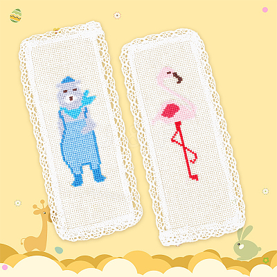Polyester Lace Aida Cloth Bookmarks for Cross Stitch Making AJEW-WH0248-374-1