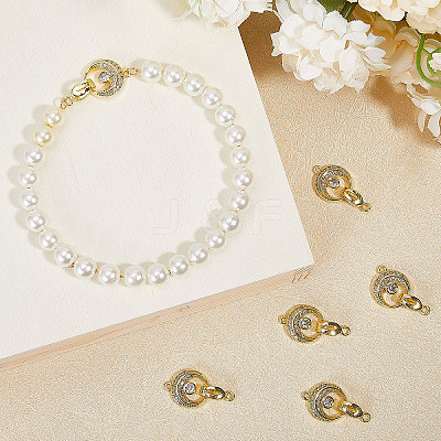 6Pcs Brass Fold Over Clasp with Crystal Rhinestone KK-CA0002-69A-1