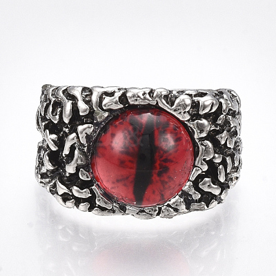 Alloy Glass Cuff Finger Rings RJEW-T006-01C-1