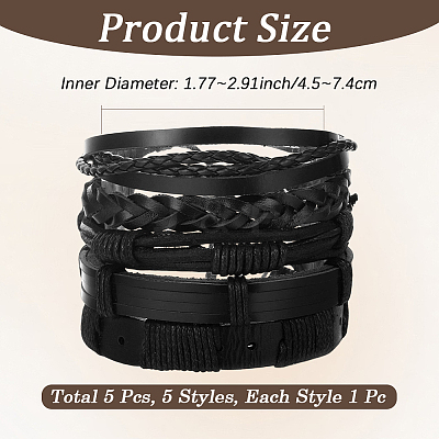 1Bag Mixed Styles Adjustable PU Leather Cord Braided Bracelets for Unisex BJEW-CL0001-47C-1
