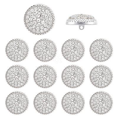 14Pcs 1-Hole Alloy Glass Shank Buttons BUTT-MA0001-16B-S-1