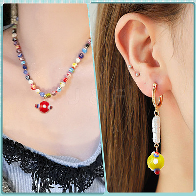 1 Strand Handmade Pumpkin Spot Lampwork Beads LAMP-LT0001-04-1