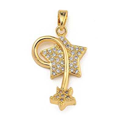 Rack Plating Brass Micro Pave Cubic Zirconia Pendants KK-U035-06G-1