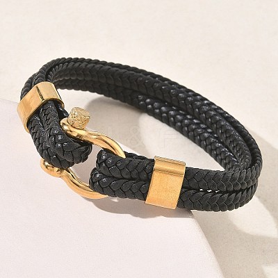 Braided Microfiber Leather Cord Double Bracelets BJEW-C153-01C-1